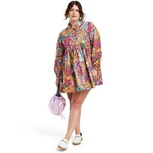 Kika Vargas x Target Anemone Floral Babydoll Ruffle Collar Mini Dress